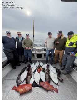 Mixed bag special on our Halibut/rockfish combo. 7 species in the box, You just never know what you’re gonna catch!