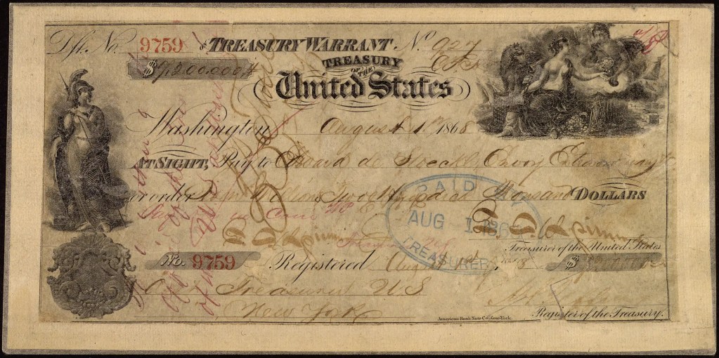 A Photo Of The Treasure Note Used To Purchase Alaska In 1867