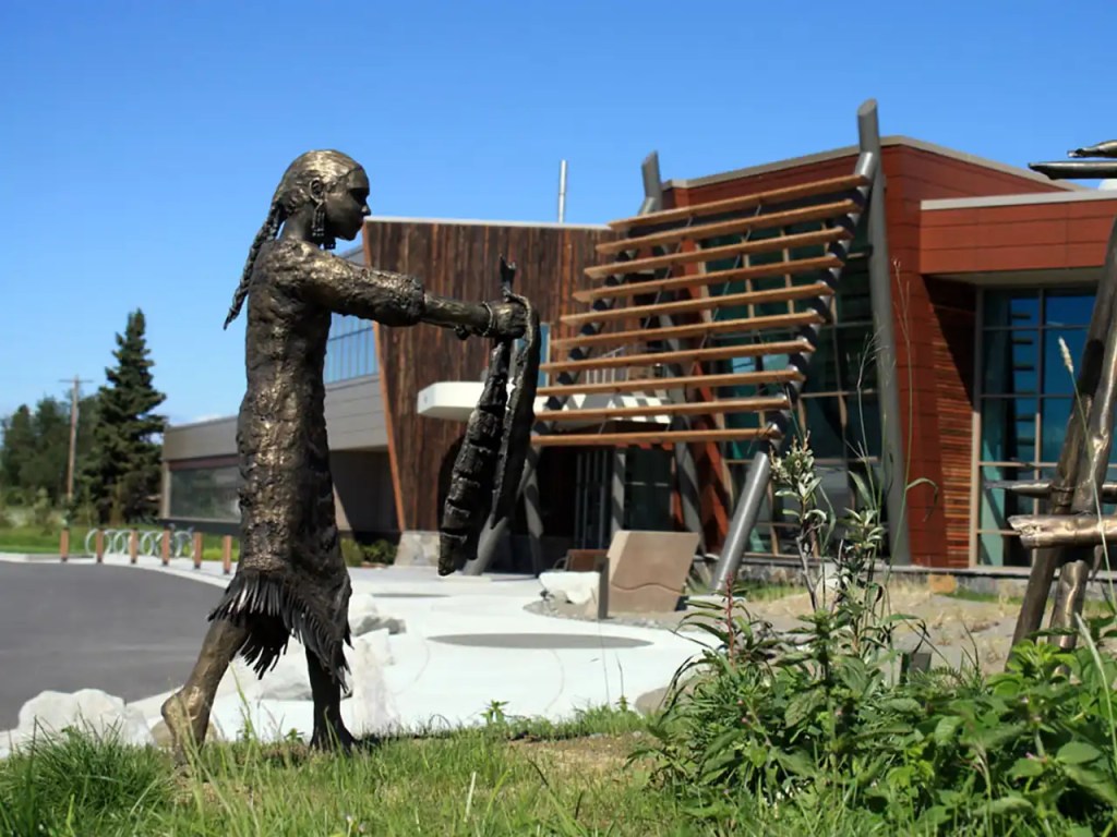 A Statue Depicting Dena’ina Fish Camp Life. Located in Old Town Kenai